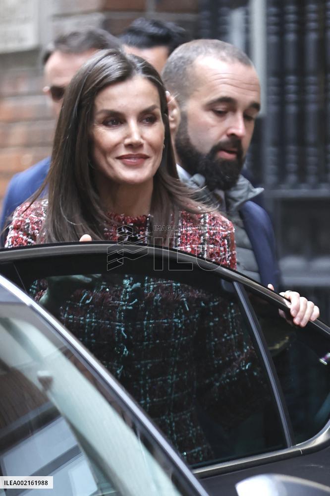 Queen Letizia Visits The APRAMP Headquarters - Madrid