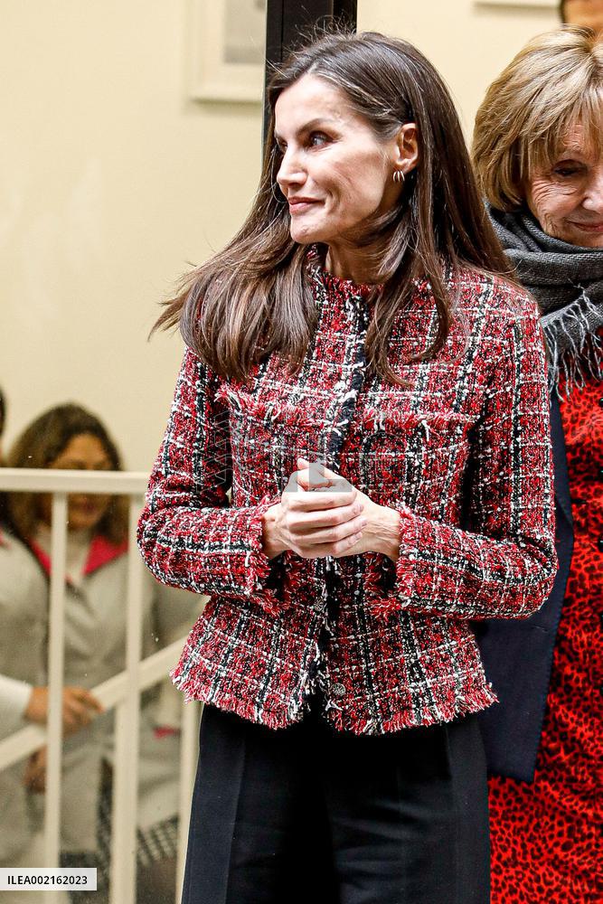 Queen Letizia Visits The APRAMP Headquarters - Madrid