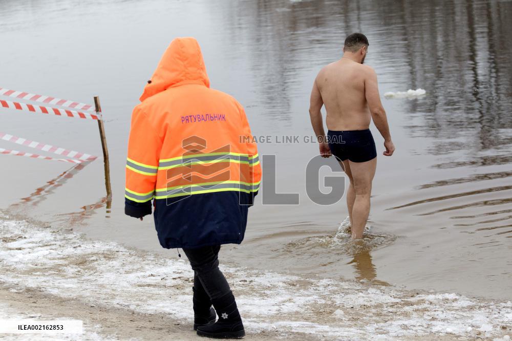 Epiphany celebration Kyiv's Hidropark