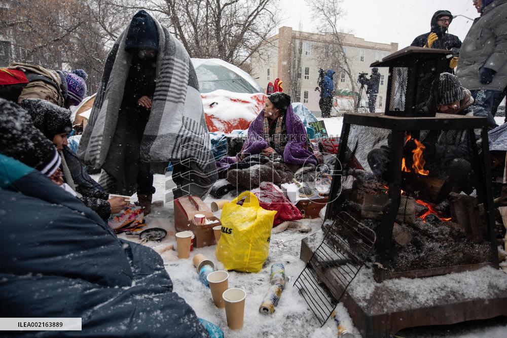 Homeless People Refuse To Leave The Encampment - Canada