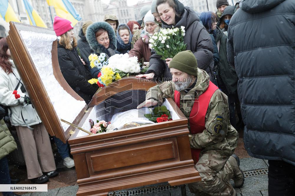 Memorial service of Ukrainian defender Maksym Kryvtsov in Kyiv