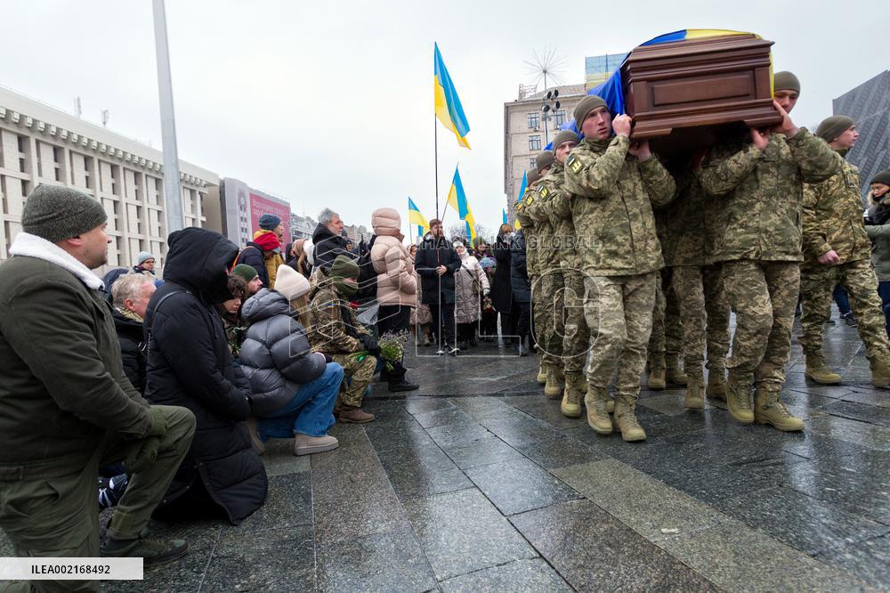 Memorial service of Ukrainian defender Maksym Kryvtsov in Kyiv
