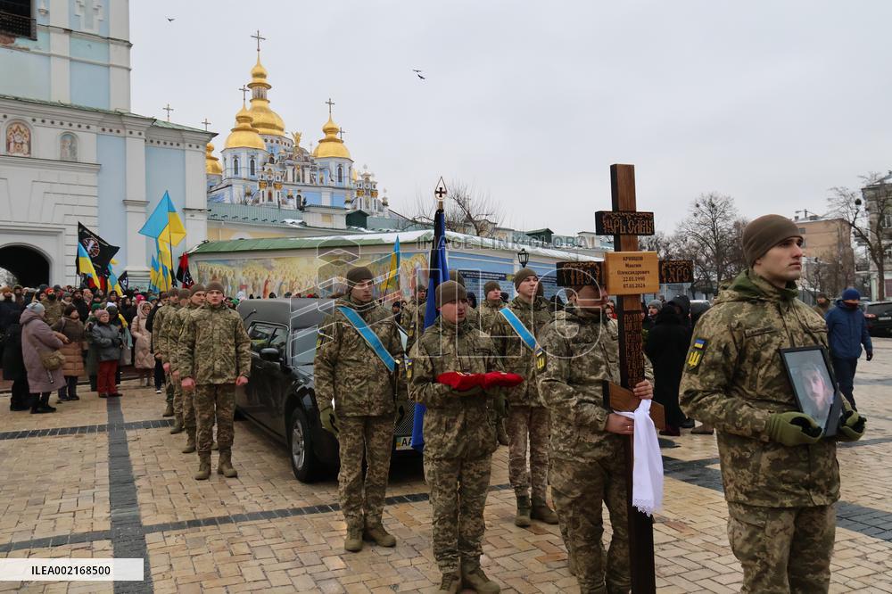 Memorial service of Ukrainian defender Maksym Kryvtsov in Kyiv