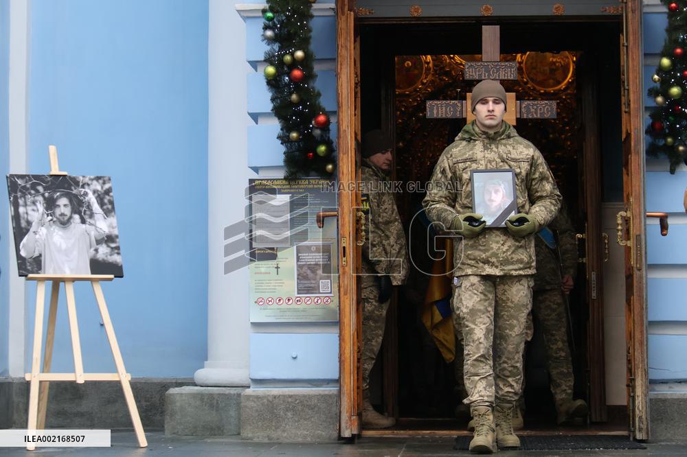 Memorial service of Ukrainian defender Maksym Kryvtsov in Kyiv