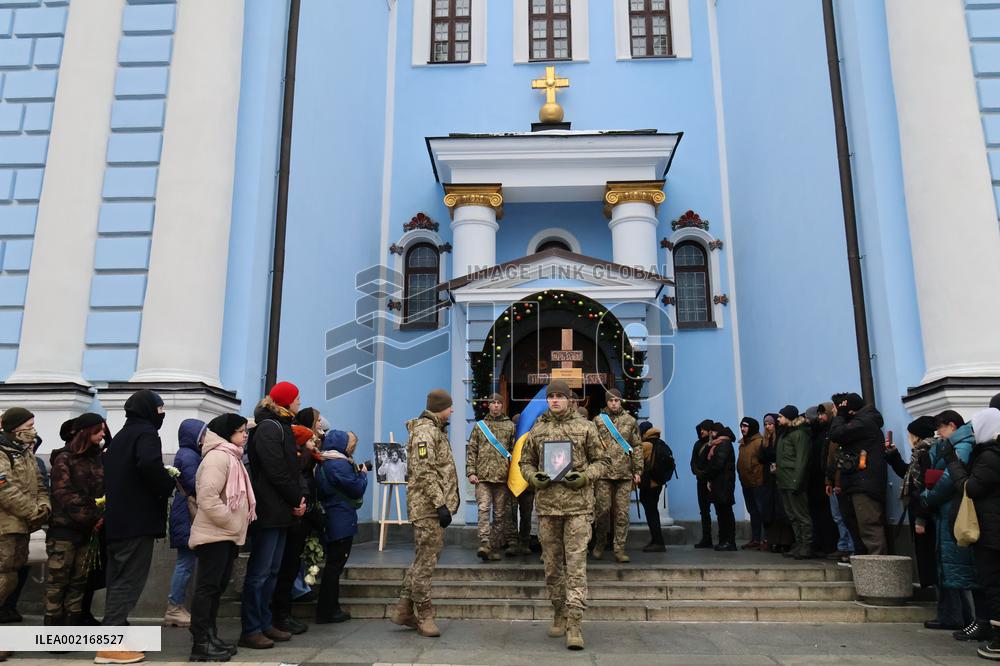 Memorial service of Ukrainian defender Maksym Kryvtsov in Kyiv
