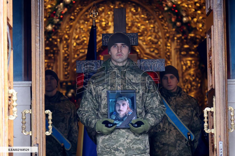 Memorial service of Ukrainian defender Maksym Kryvtsov in Kyiv