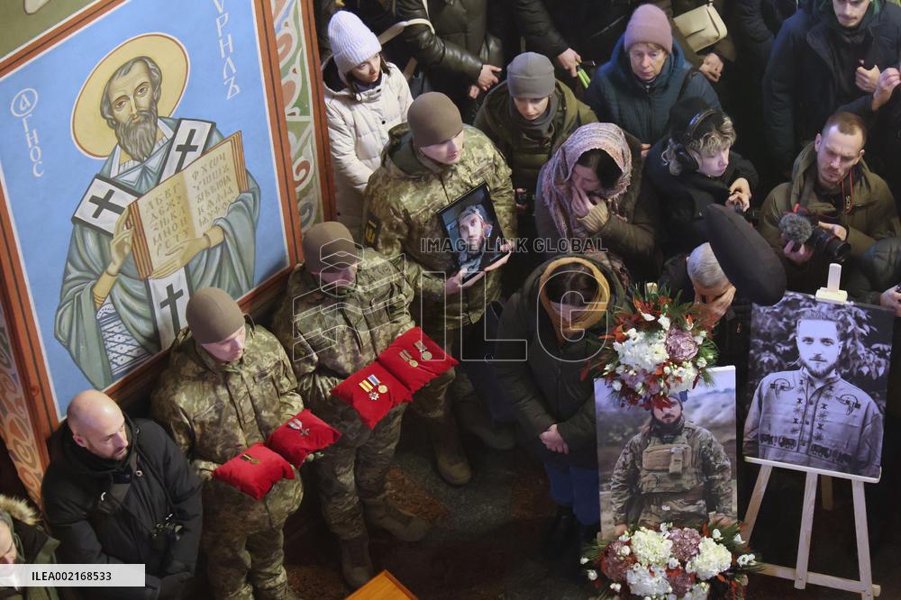 Memorial service of Ukrainian defender Maksym Kryvtsov in Kyiv