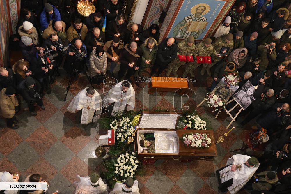Memorial service of Ukrainian defender Maksym Kryvtsov in Kyiv
