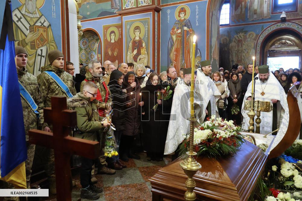 Memorial service of Ukrainian defender Maksym Kryvtsov in Kyiv
