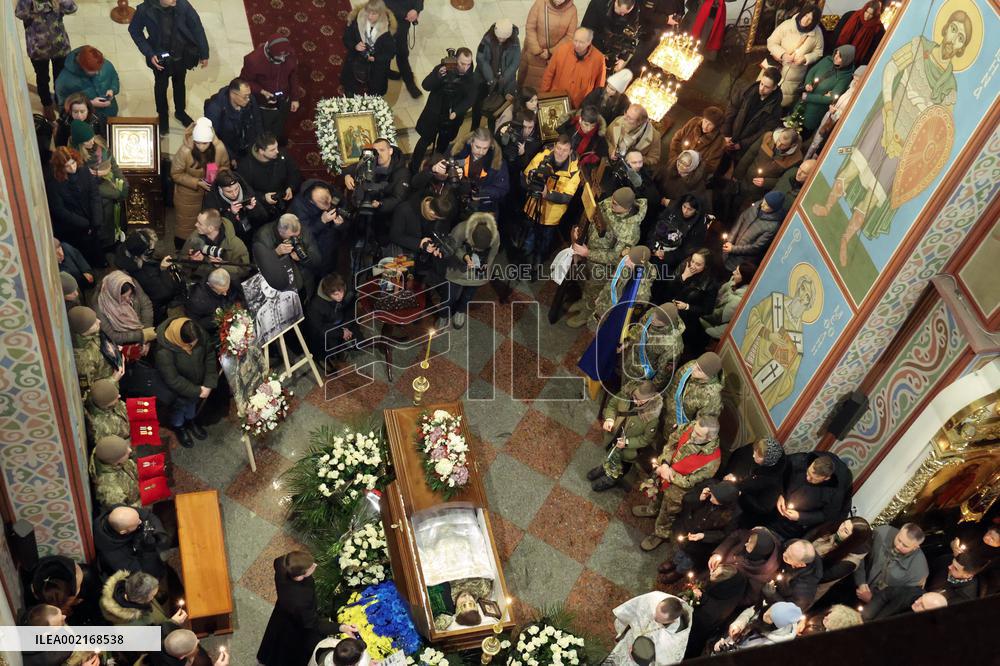 Memorial service of Ukrainian defender Maksym Kryvtsov in Kyiv