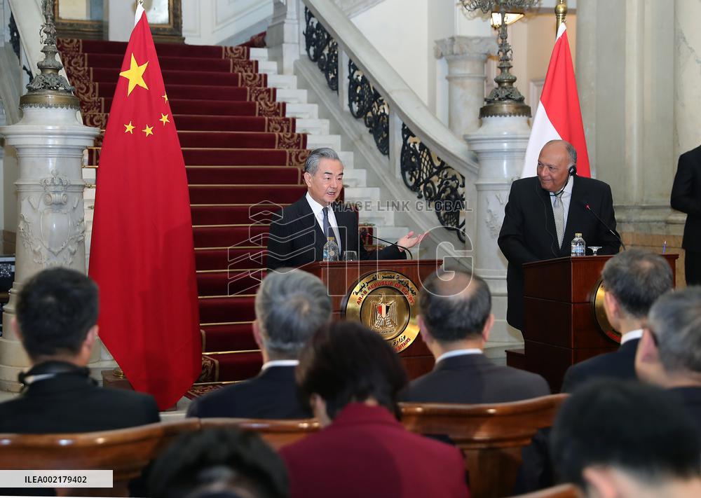 EGYPT-CAIRO-WANG YI-EGYPTIAN FM-PRESS CONFERENCE