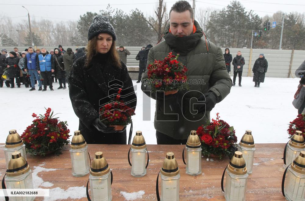 Victims of Russian missile attack remembered in Dnipro