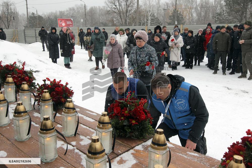 Victims of Russian missile attack remembered in Dnipro