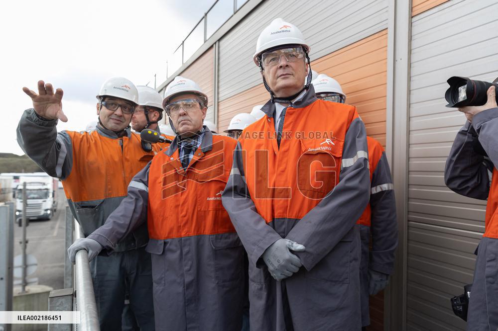 Christophe Bechu And Bruno Le Maire ArcelorMittal Steel Works - France