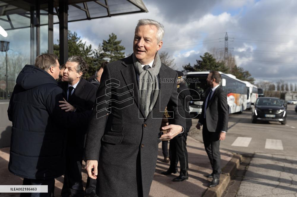 Christophe Bechu And Bruno Le Maire ArcelorMittal Steel Works - France