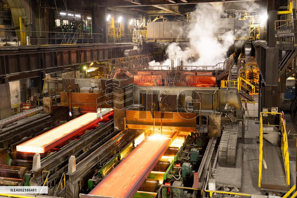 Christophe Bechu And Bruno Le Maire ArcelorMittal Steel Works - France