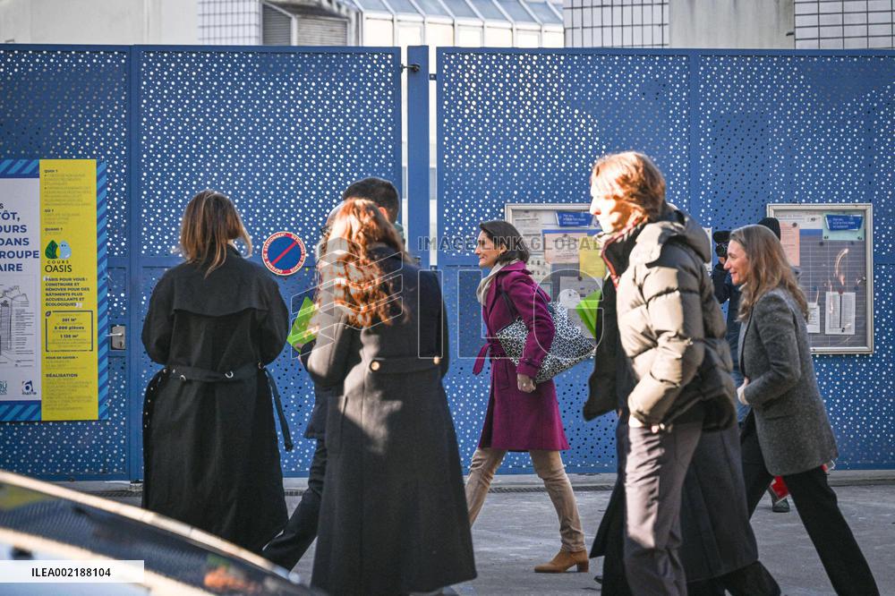 Amelie Oudea-Castera Visits Littre Public School - Paris