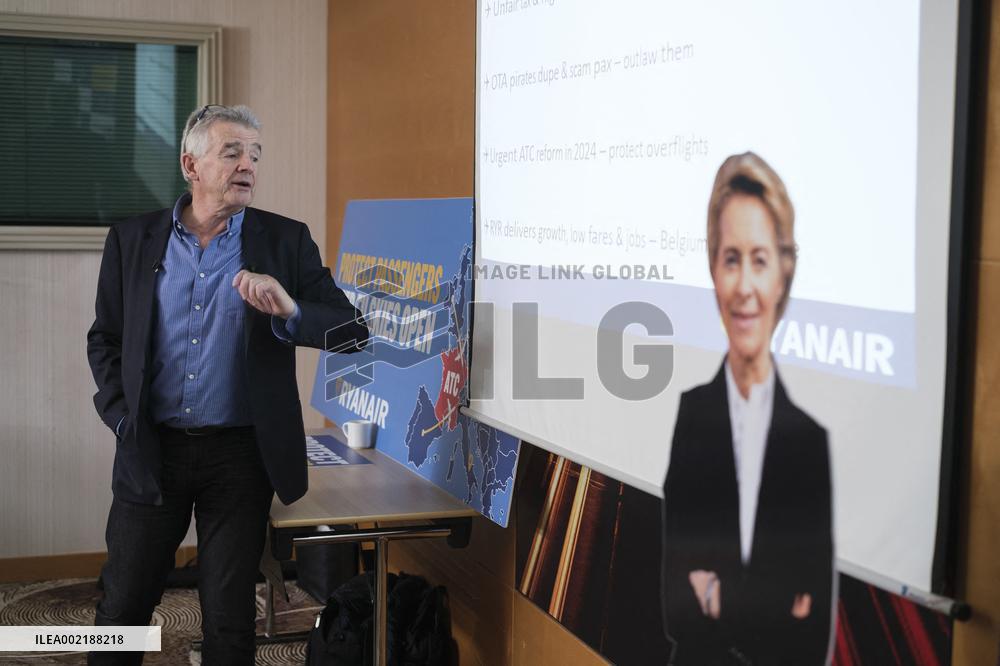 Ryanair CEO Michael O'Leary Press Conference - Brussels