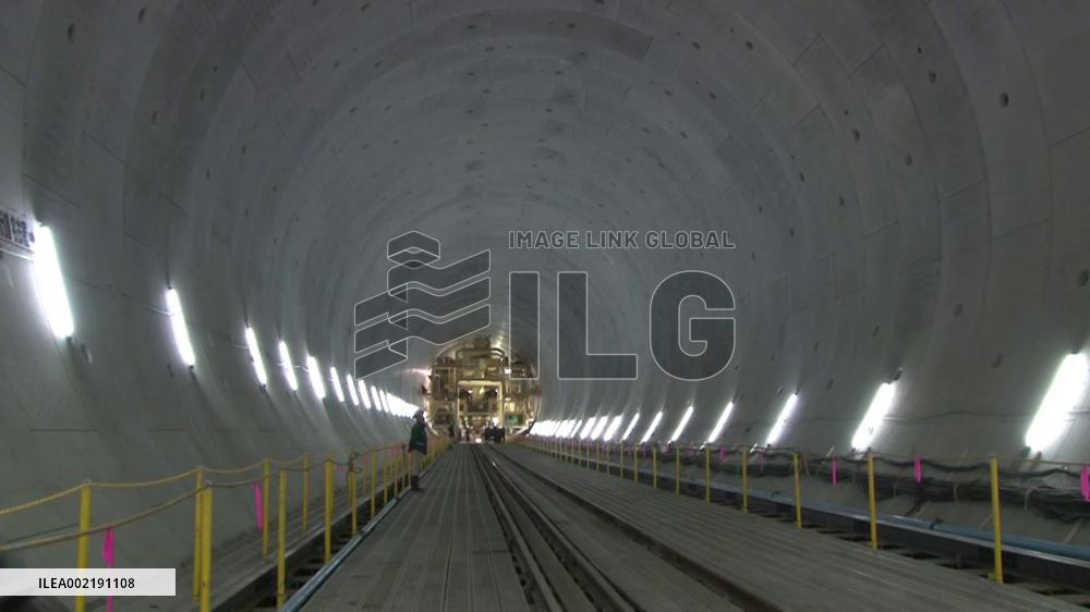Maglev train tunnel work site shown to media