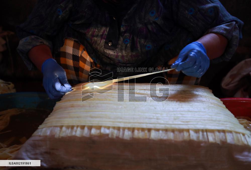 EGYPT-SHARQIYA-QARAMOS-PAPYRUS PAPER-HANDMAKING