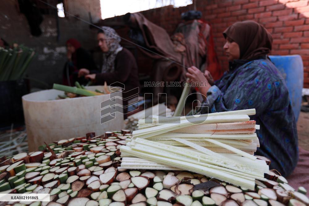 EGYPT-SHARQIYA-QARAMOS-PAPYRUS PAPER-HANDMAKING