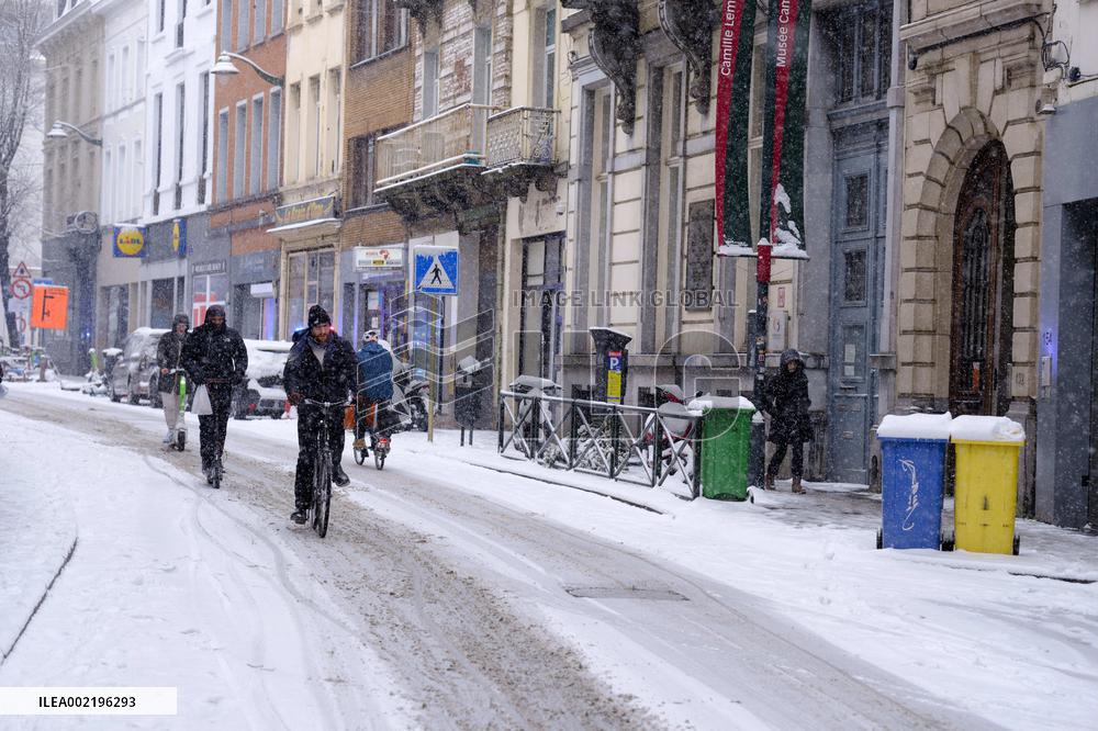 Heavy Snowfall In Belgium