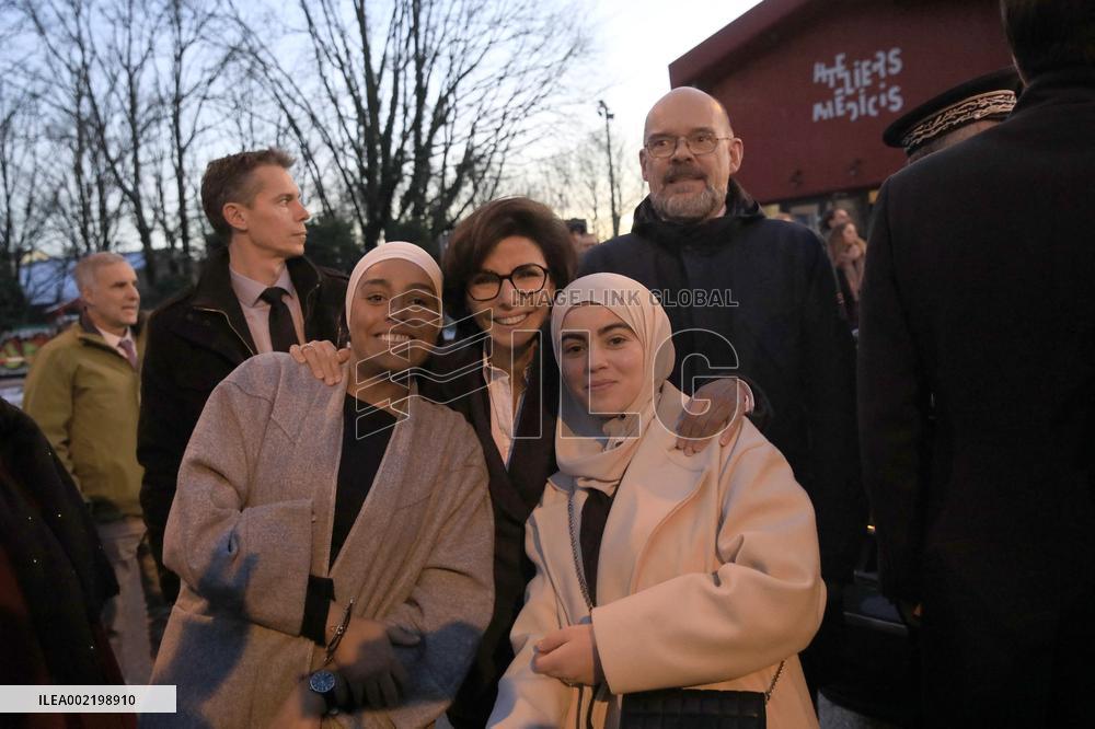 Macron And Dati Visit The Ateliers Medicis - Clichy-sous-Bois