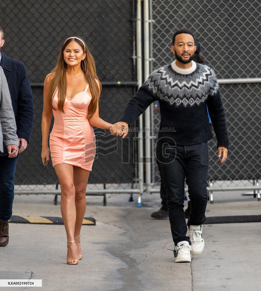 Chrissy Teigen And John Legend At Jimmu Kimmel - LA
