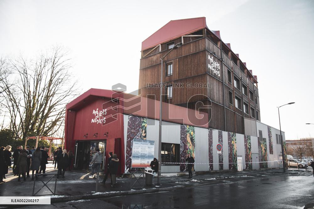 Macron And Dati Visit The Ateliers Medicis - Clichy-sous-Bois