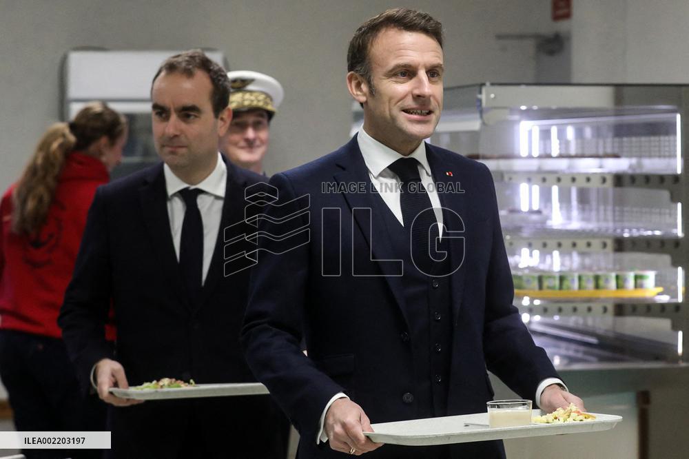 Macron Lunches At The Mess - Cherbourg