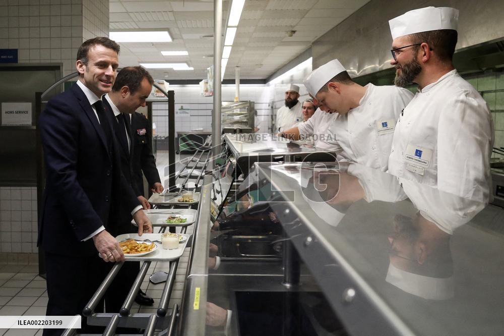 Macron Lunches At The Mess - Cherbourg