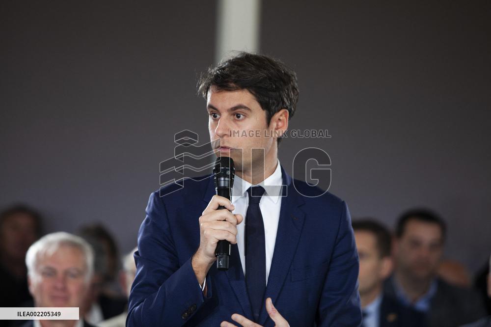 Prime Minister Gabriel Attal Visit To Rhone Department