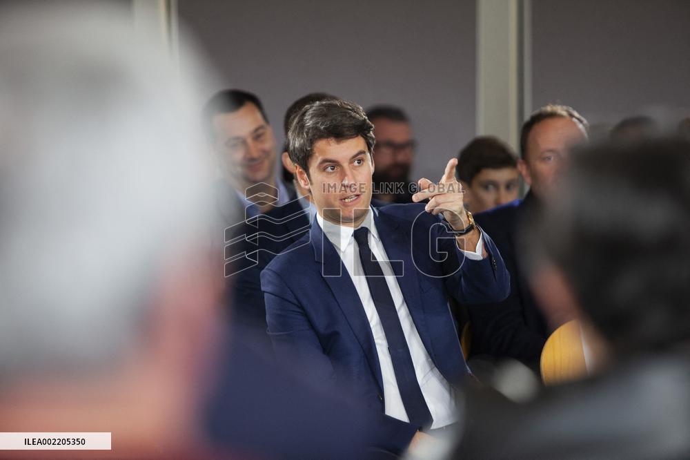 Prime Minister Gabriel Attal Visit To Rhone Department