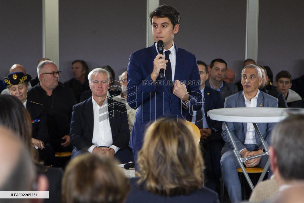 Prime Minister Gabriel Attal Visit To Rhone Department