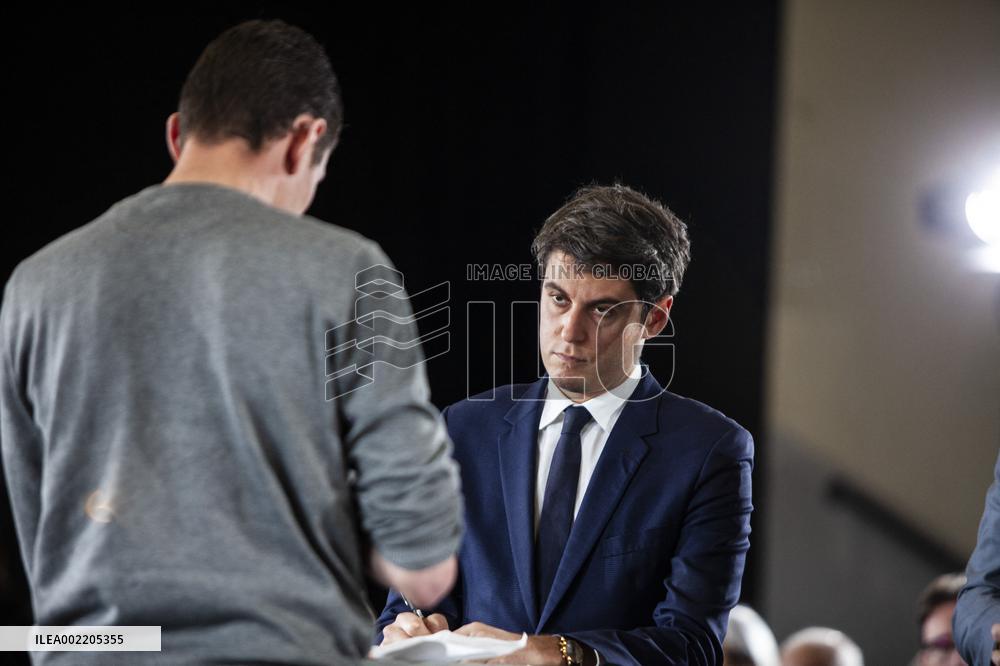 Prime Minister Gabriel Attal Visit To Rhone Department