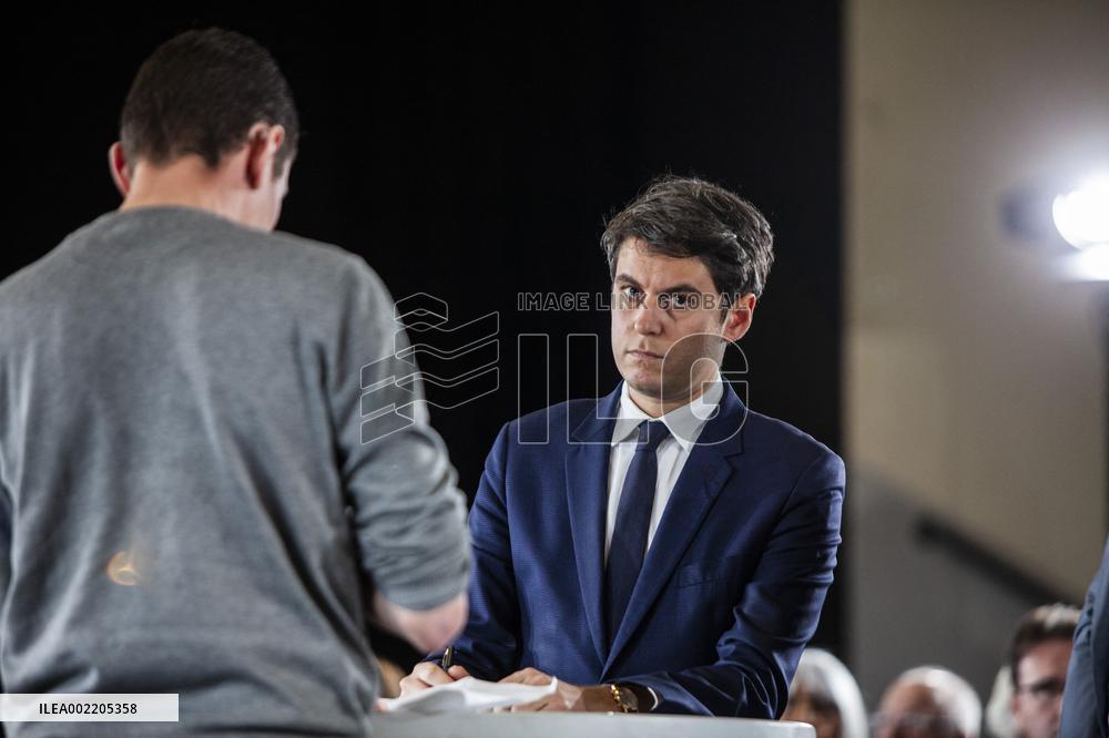 Prime Minister Gabriel Attal Visit To Rhone Department