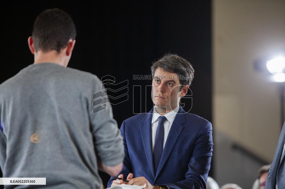 Prime Minister Gabriel Attal Visit To Rhone Department