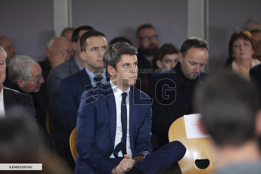 Prime Minister Gabriel Attal Visit To Rhone Department