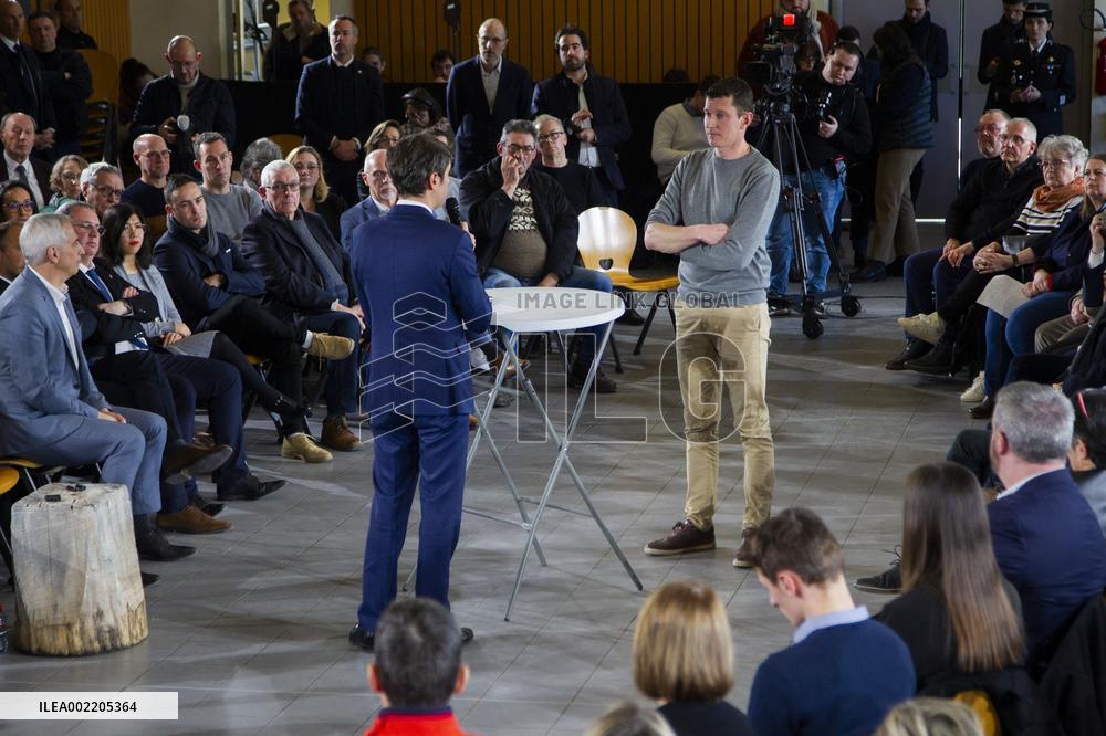 Prime Minister Gabriel Attal Visit To Rhone Department