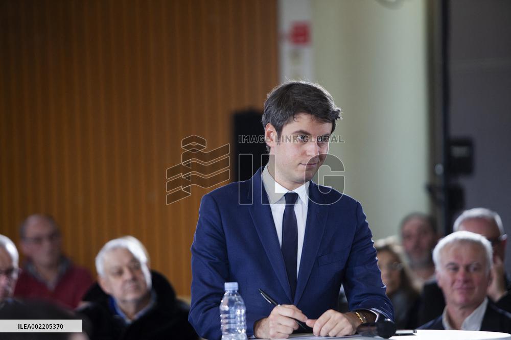 Prime Minister Gabriel Attal Visit To Rhone Department