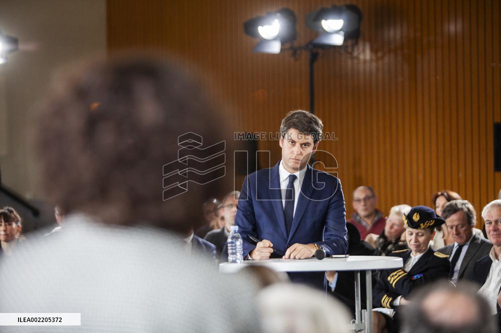 Prime Minister Gabriel Attal Visit To Rhone Department