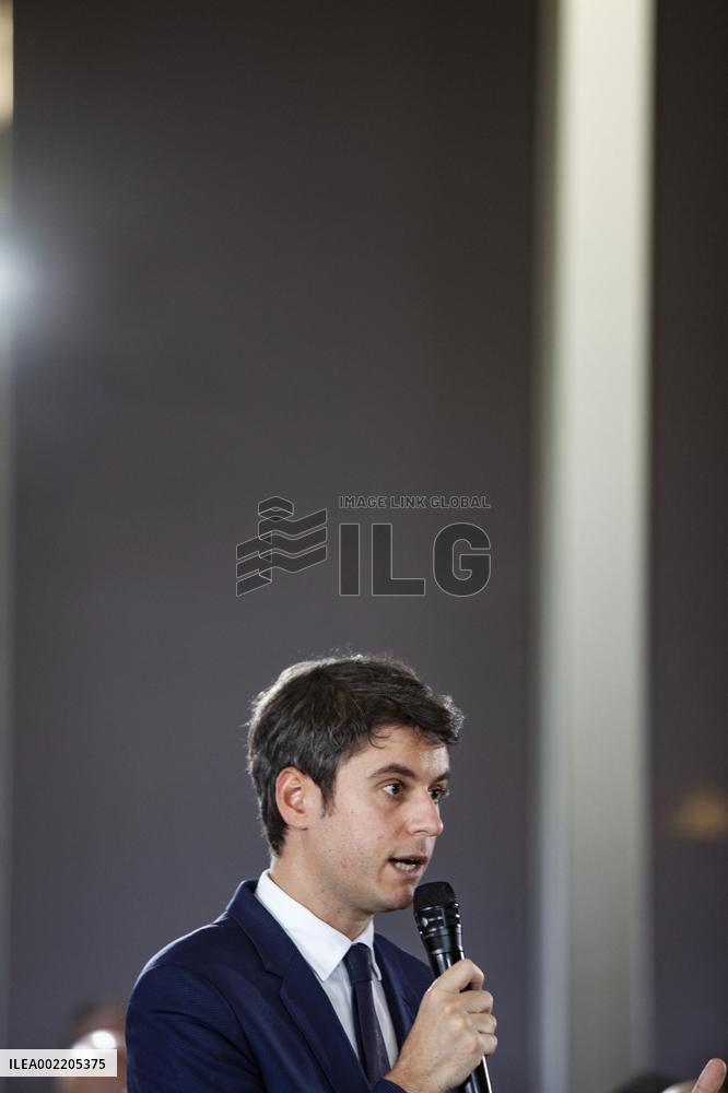 Prime Minister Gabriel Attal Visit To Rhone Department