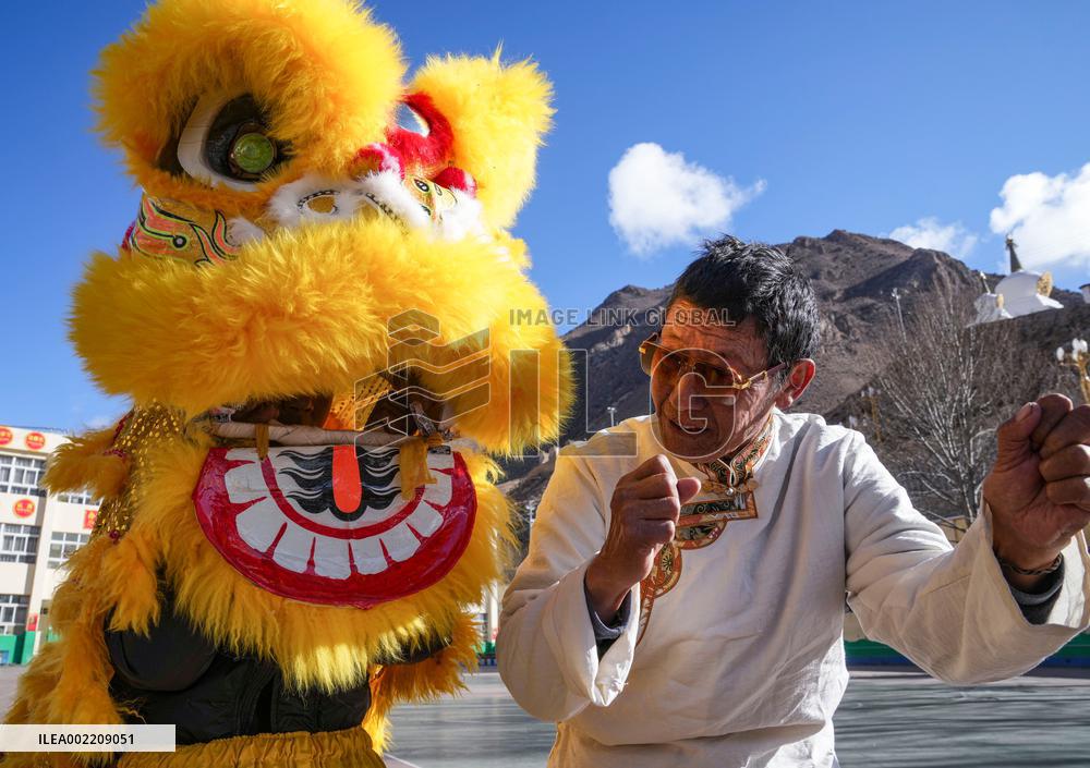 (InTibet) CHINA-XIZANG-QAMDO-LION DANCE (CN)