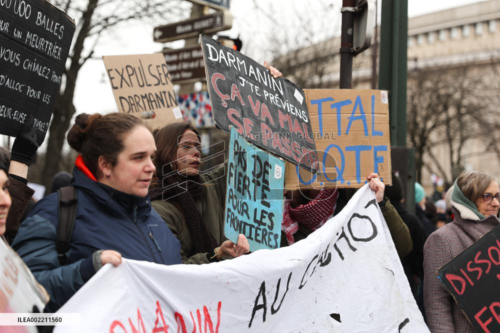 Protest Over Immigration Law - Paris