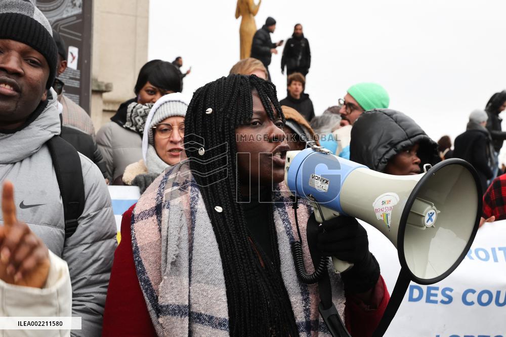 Protest Over Immigration Law - Paris