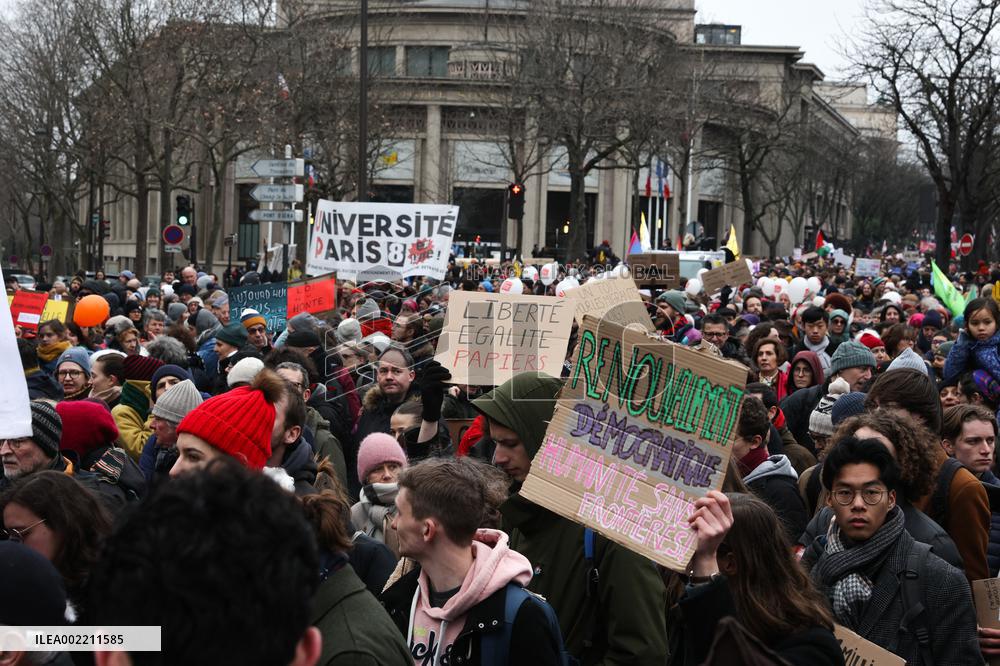 Protest Over Immigration Law - Paris