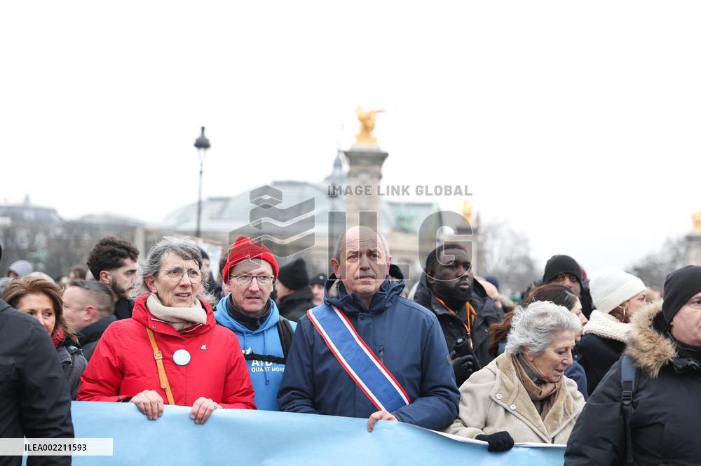 Protest Over Immigration Law - Paris