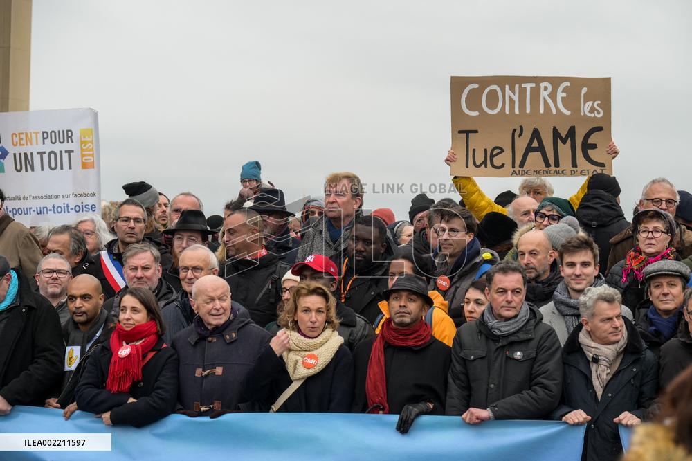 Protest Over Immigration Law - Paris