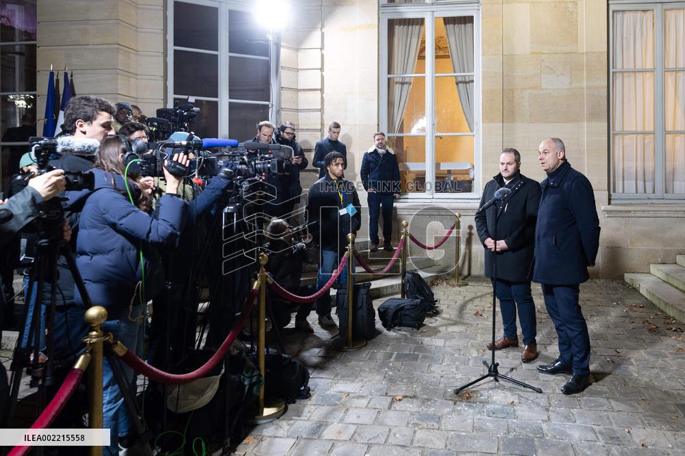 Farmers Unions meet with French Prime Minister - Paris