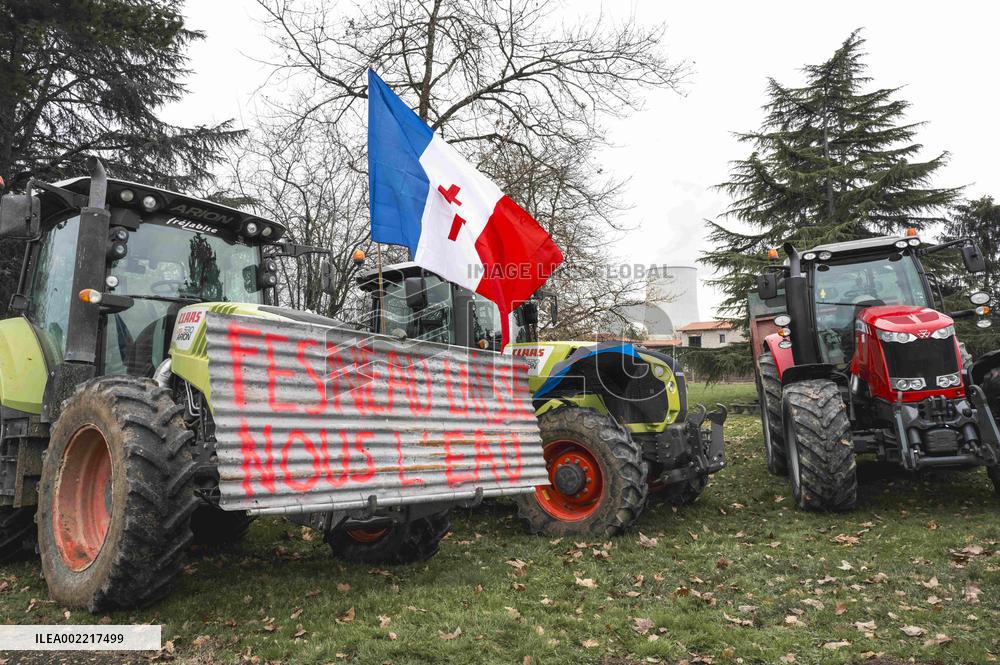 Farmers Block Golfech Nuclear Power Station - South Western France